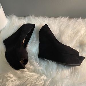 Candie’s Suede Platform  Open Toe Wedge Shoe